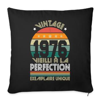 1976 – Vintage – Exemplaire unique - Housse de coussin décorative 45 x 45 cm - noir - Devant