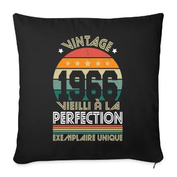 1966 – Vintage – Unique example - Sofa pillowcase 17,3'' x 17,3'' (45 x 45 cm) - black - Front