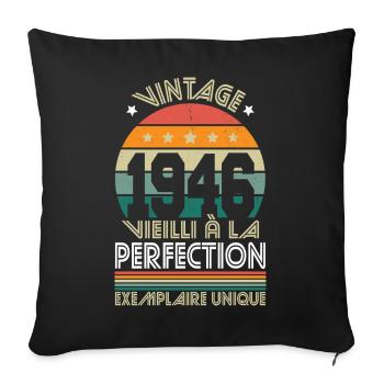 1946 – Vintage – Unique example - Sofa pillowcase 17,3'' x 17,3'' (45 x 45 cm) - black - Front