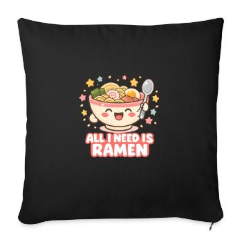 Tout ce dont j’ai besoin, c’est du Ramen - Housse de coussin décorative 45 x 45 cm - noir - Devant