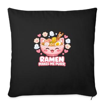 Le ramen me fait ronronner - Housse de coussin décorative 45 x 45 cm - noir - Devant