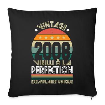2008 – Vintage – Unique copy - Sofa pillowcase 17,3'' x 17,3'' (45 x 45 cm) - black - Front
