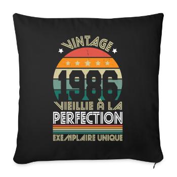 1986 – Vintage – Unique copy - Sofa pillowcase 17,3'' x 17,3'' (45 x 45 cm) - black - Front