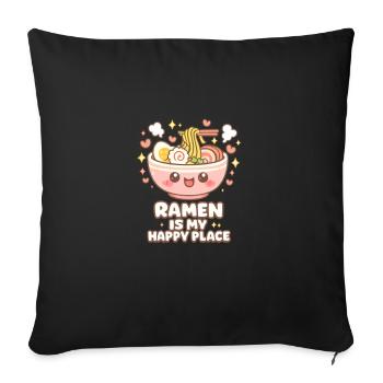 Ramen In Daruma Bowl Vaporwave Kanagawa - Sofa pillowcase 17,3'' x 17,3'' (45 x 45 cm) - black - Front