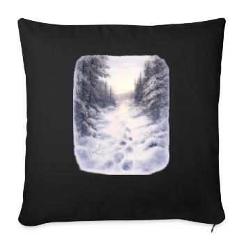 Winter forest path in the magic of snow - Sofa pillowcase 17,3'' x 17,3'' (45 x 45 cm) - black - Front