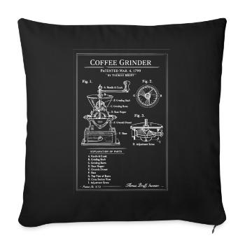 Vintage Coffee Grinder Blueprint - Sofa pillowcase 17,3'' x 17,3'' (45 x 45 cm) - black - Front