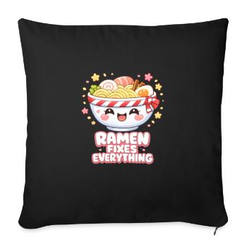 Le ramen règle tout - Housse de coussin décorative 45 x 45 cm - noir - Devant