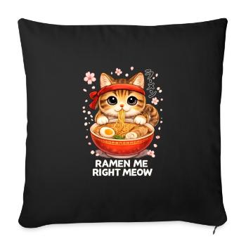 Ramen Cat - Sofa pillowcase 17,3'' x 17,3'' (45 x 45 cm) - black - Front