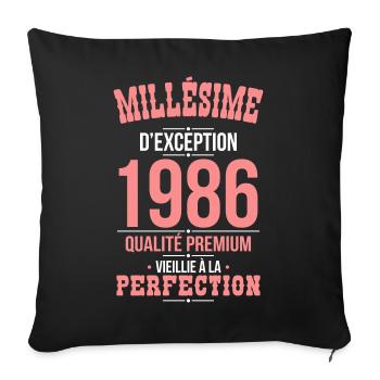 1986 – Millésime d’exception – Qualité premium - Housse de coussin décorative 45 x 45 cm - noir - Devant