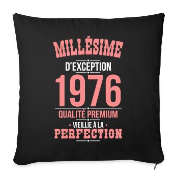1976 – Millésime d’exception – Qualité premium - Housse de coussin décorative 45 x 45 cm - noir - Devant
