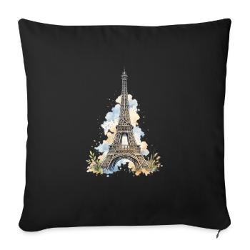 Watercolor Eiffel Tower Impression - Sofa pillowcase 17,3'' x 17,3'' (45 x 45 cm) - black - Front