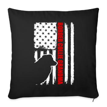 Border Collie Grandma American Flag Patriotic - Sofa pillowcase 17,3'' x 17,3'' (45 x 45 cm) - black - Front