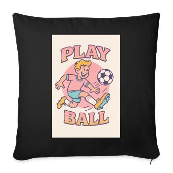Jouer au football : motif rétro de dessin animé - Housse de coussin décorative 45 x 45 cm - noir - Devant