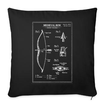Mittelalterliche Bogenzeichnung - Sofakissenbezug 45 x 45 cm - Schwarz - Vorne
