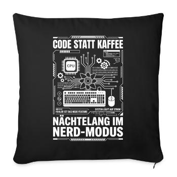 Code au lieu de mode nerd du café - Housse de coussin décorative 45 x 45 cm - noir - Devant