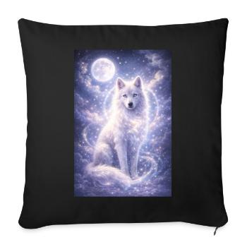 Mystic Wolf Moon Sticker Fantasy Animal Spiritual  - Sofakissenbezug 45 x 45 cm - Schwarz - Vorne