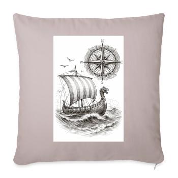 Compass Viking Segelschiff - Sofakissenbezug 45 x 45 cm - helles Taupe - Vorne