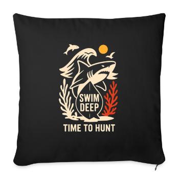 Scène de la chasse profonde au requin sous-marin - Housse de coussin décorative 45 x 45 cm - noir - Devant