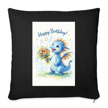 Blue Dragon with Bouquet of Flowers - Sofa pillowcase 17,3'' x 17,3'' (45 x 45 cm) - black - Front