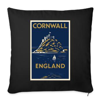 Cornwall England – Art Deco Travel Poster - Sofa pillowcase 17,3'' x 17,3'' (45 x 45 cm) - black - Front