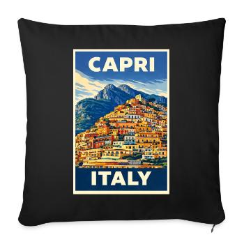 Capri Italy – Vintage Travel Poster Mediterranean - Sofa pillowcase 17,3'' x 17,3'' (45 x 45 cm) - black - Front