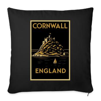 Cornwall England – Art Deco Travel Poster - Sofa pillowcase 17,3'' x 17,3'' (45 x 45 cm) - black - Front