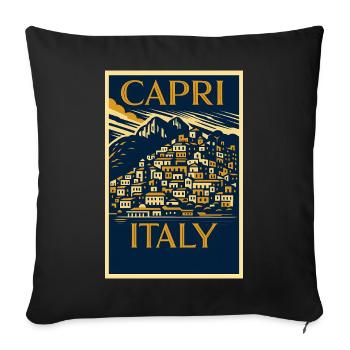 Capri Italy – Navy & Gold Vintage Poster Art-Déco - Sofakissenbezug 45 x 45 cm - Schwarz - Vorne
