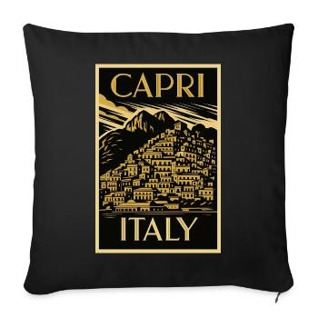 Capri Italy – Noir Gold Vintage Poster Art Deco - Sofa pillowcase 17,3'' x 17,3'' (45 x 45 cm) - black - Front