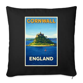 Cornwall England – Retro Reiseposter - Sofakissenbezug 45 x 45 cm - Schwarz - Vorne