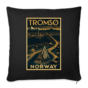 Tromsø Norwegen – Retro Reiseposter Art Deco - Sofakissenbezug 45 x 45 cm - Schwarz - Vorne
