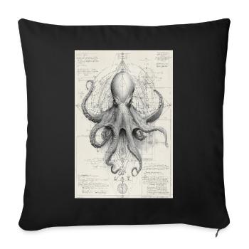 Plan géométrique de pieuvre - Housse de coussin décorative 45 x 45 cm - noir - Devant