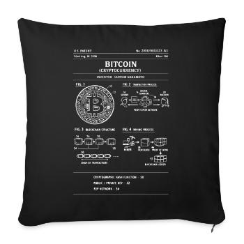Schéma Bitcoin : diagramme de flux crypto - Housse de coussin décorative 45 x 45 cm - noir - Devant
