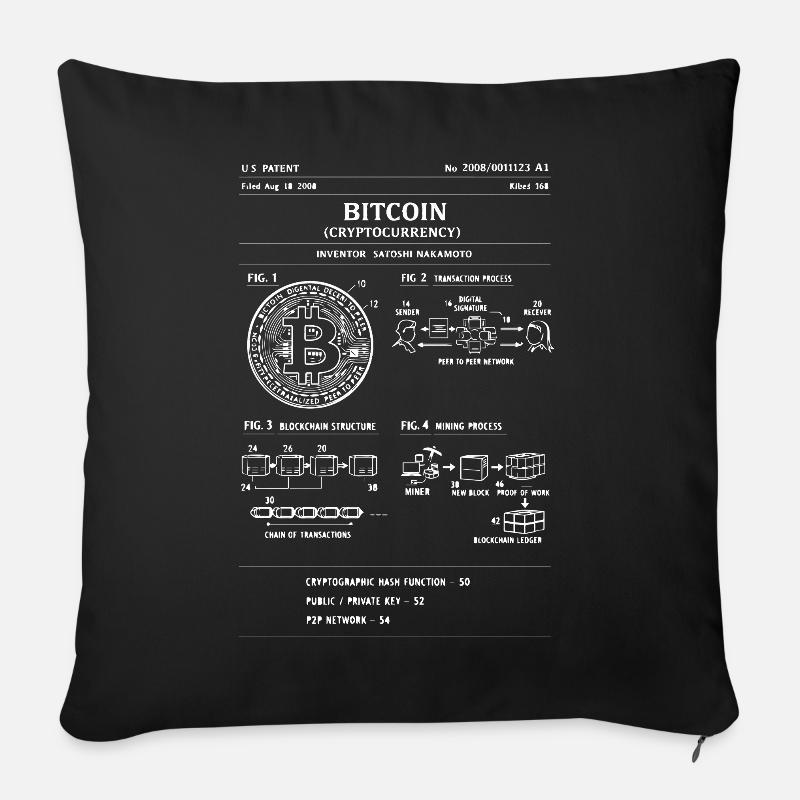 Bitcoin-Schema: Krypto-Flussdiagramm - Sofakissenbezug 45 x 45 cm - Schwarz