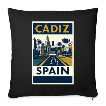 Cádiz Spain – Retro Travel Poster Navy/Gold - Sofa pillowcase 17,3'' x 17,3'' (45 x 45 cm) - black - Front