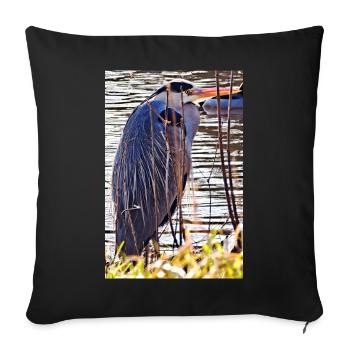 Graureiher am See - Naturfotografie Wildlife  - Sofakissenbezug 45 x 45 cm - Schwarz - Vorne