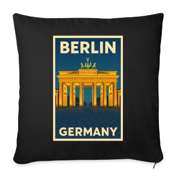 Berlin Germany – Brandenburg Gate Retro Poster - Sofa pillowcase 17,3'' x 17,3'' (45 x 45 cm) - black - Front
