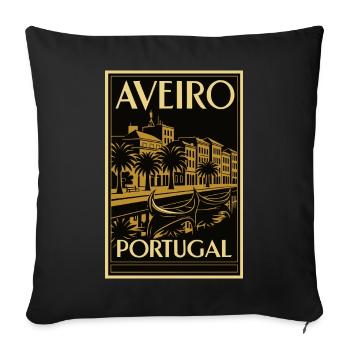 AVEIRO Portugal – Affiche : Linogravure Noir/Or - Housse de coussin décorative 45 x 45 cm - noir - Devant