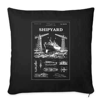 Shipyard Cranes & Ship - Sofa pillowcase 17,3'' x 17,3'' (45 x 45 cm) - black - Front
