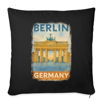 Berlin Brandenburg Gate – Watercolor Travel Poster - Sofa pillowcase 17,3'' x 17,3'' (45 x 45 cm) - black - Front