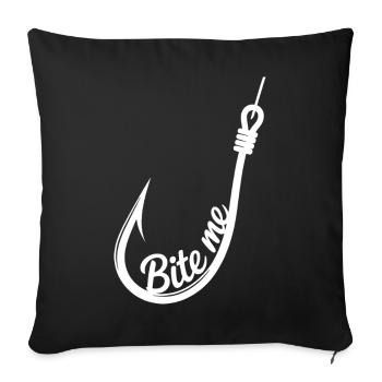 Bite Me Fishing Hook Emblem - Sofa pillowcase 17,3'' x 17,3'' (45 x 45 cm) - black - Front