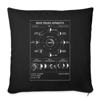 Moon Phase Apparatus Diagram - Sofa pillowcase 17,3'' x 17,3'' (45 x 45 cm) - black - Front