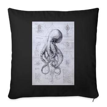 Octopus Blueprint Sketch - Sofa pillowcase 17,3'' x 17,3'' (45 x 45 cm) - black - Front