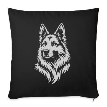 Tête de berger allemand dans un style de tatouage vectoriel - Housse de coussin décorative 45 x 45 cm - noir - Devant