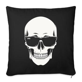 Skeleton with sunglasses in black and white vector - Sofa pillowcase 17,3'' x 17,3'' (45 x 45 cm) - black - Front