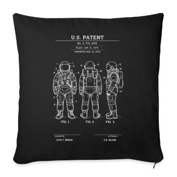 Costume rétro breveté d’astronaute - Housse de coussin décorative 45 x 45 cm - noir - Devant