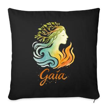 Gaia – Mutter Natur – Baum des Lebens - Sofakissenbezug 45 x 45 cm - Schwarz - Vorne