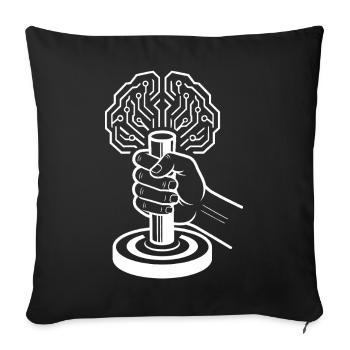 Intelligence artificielle cyborg du cerveau numérique - Housse de coussin décorative 45 x 45 cm - noir - Devant
