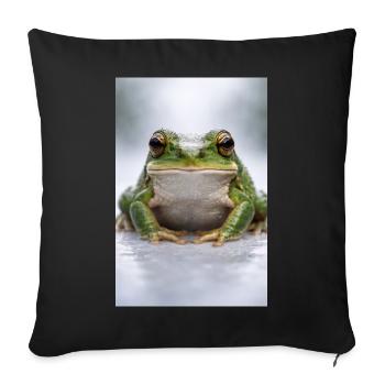 Green frog in focus - Sofa pillowcase 17,3'' x 17,3'' (45 x 45 cm) - black - Front
