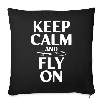 Keep Calm and Fly On - Sofa pillowcase 17,3'' x 17,3'' (45 x 45 cm) - black - Front