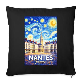 Nantes, France - Sofa pillowcase 17,3'' x 17,3'' (45 x 45 cm) - black - Front